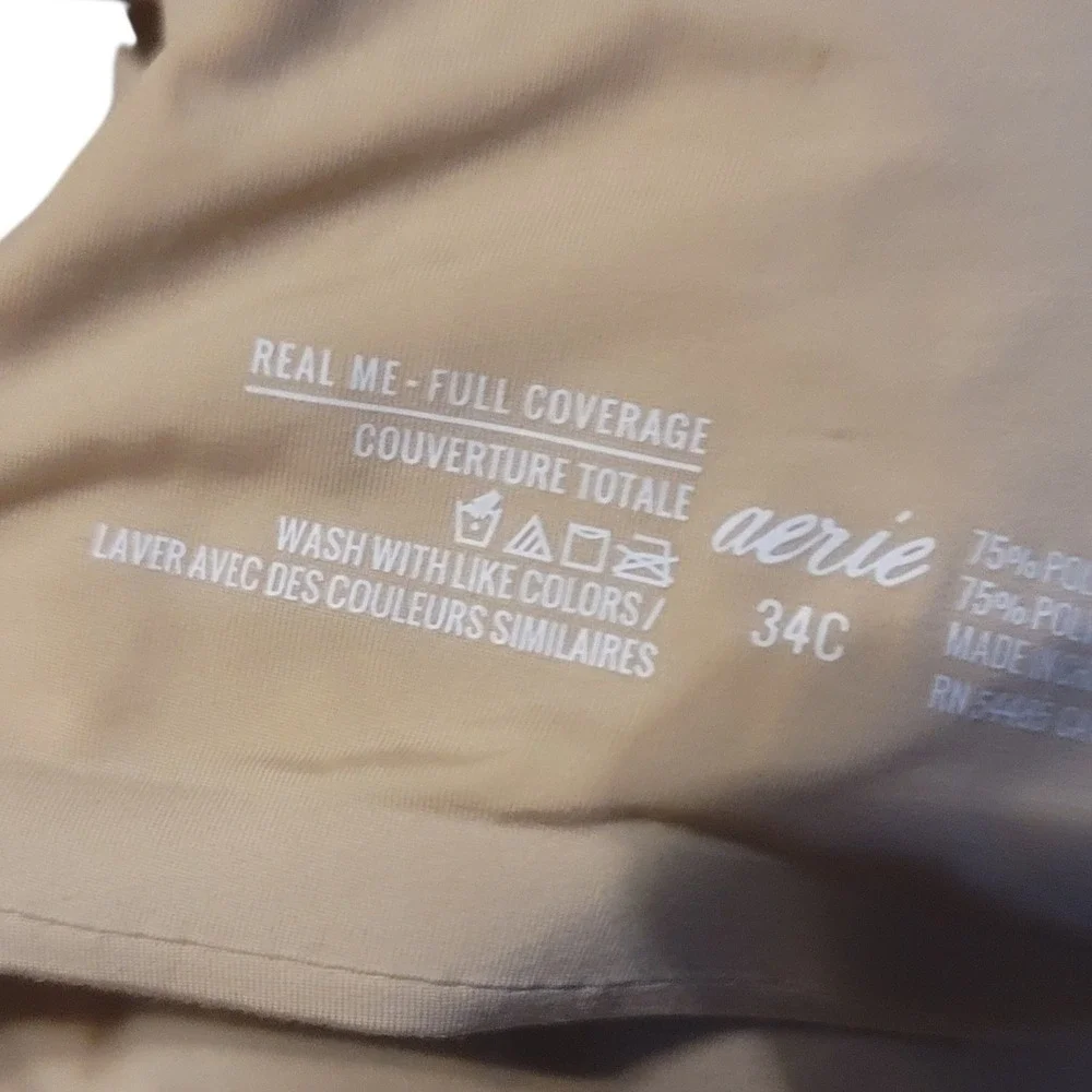 Aerie Real Me Lightly Lined Bra 34C Nude‎ Underwire